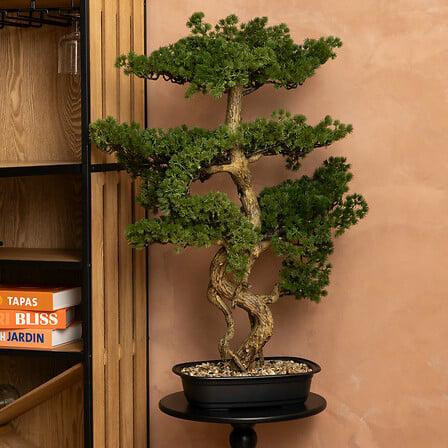 Sztuczne DRZEWKO BONSAI 86 cm w czarnej ceramicznej donicy