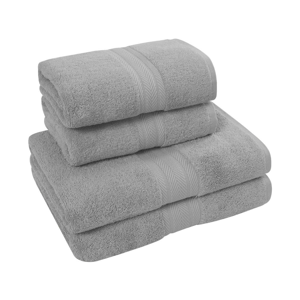 LUXURY - Ensemble de bain 4 pièces en coton Gris Perle