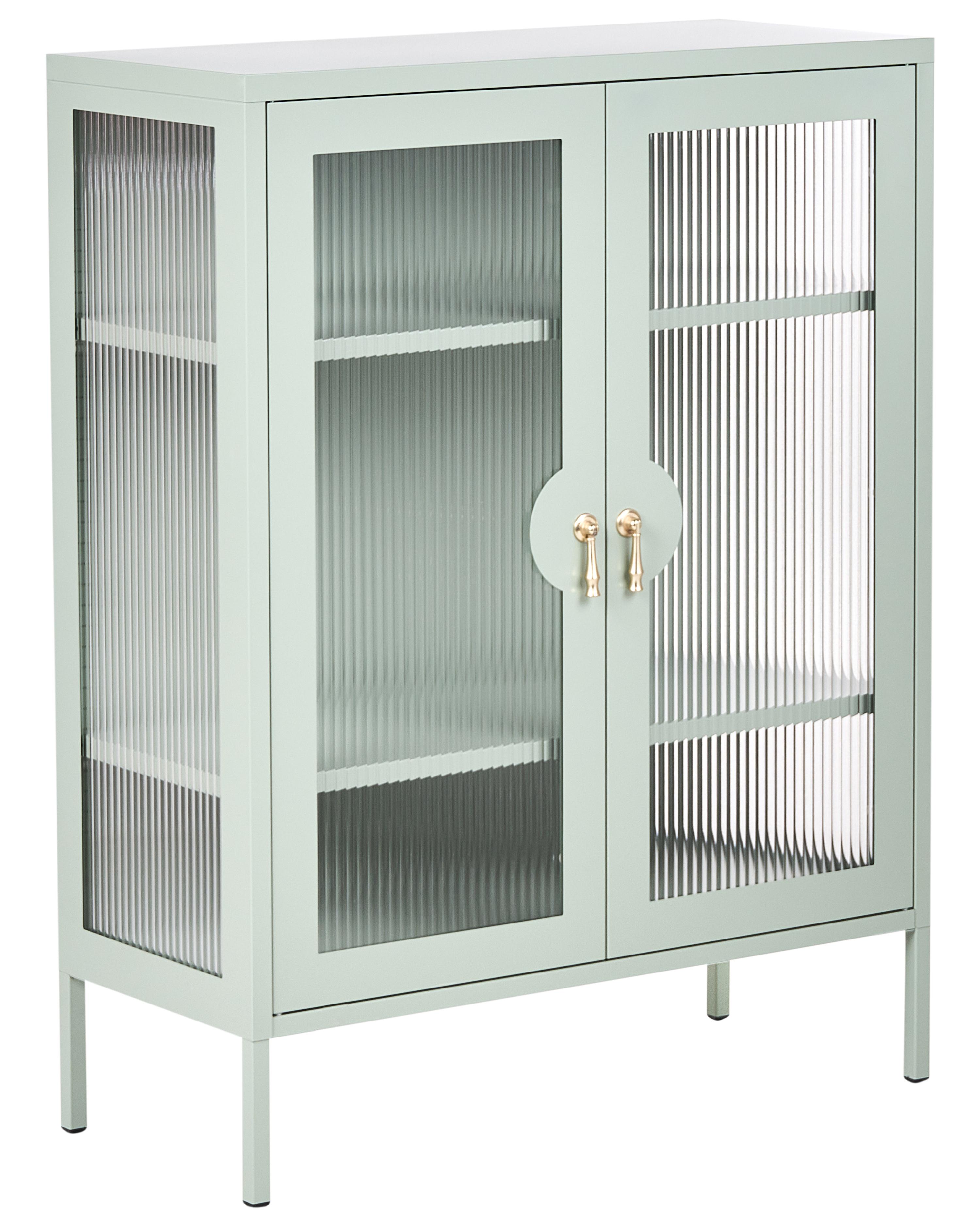 Glass Display Cabinet GLEORA Metal Mint Green
