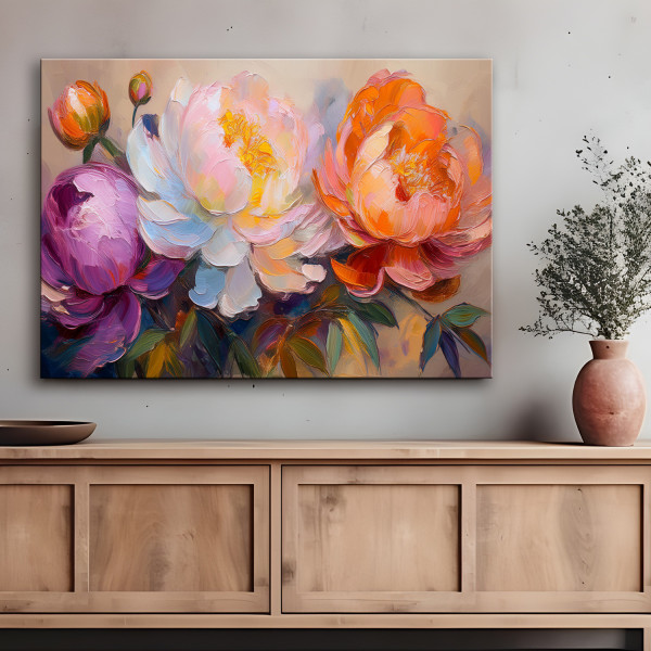 Feeby Obraz na płótnie, Piwonie Kwiaty Rośliny Kolorowe 60x40