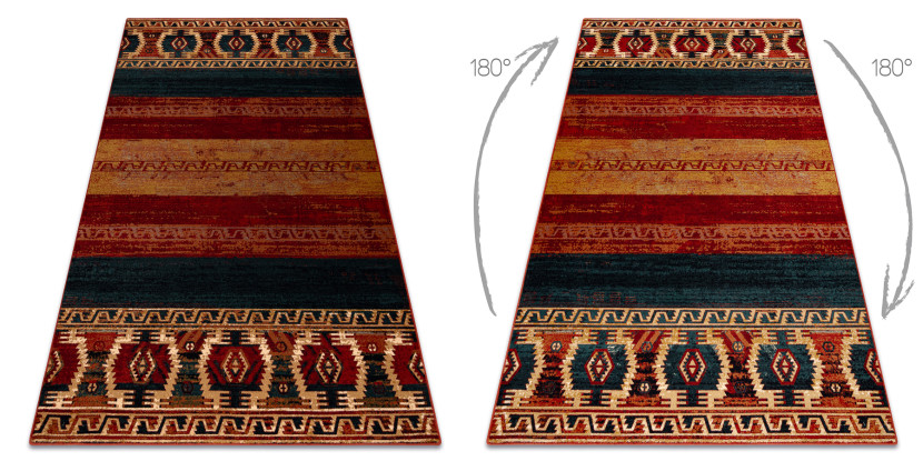 Dywan wełniany OMEGA VRITTI etno, rubin 170x235 cm