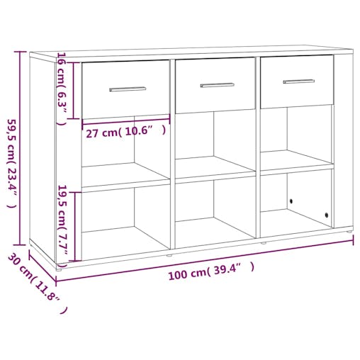 NNEVL Sideboard White 100x30x59.5 cm Engineered Wood
