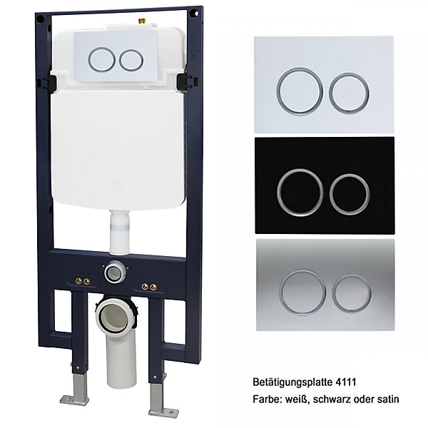 Pack WC suspendu NT2038 blanc brillant, abattant Soft-Close   bâti-support G3008   plaque de déclenchement blanc mat Modèle 4111
