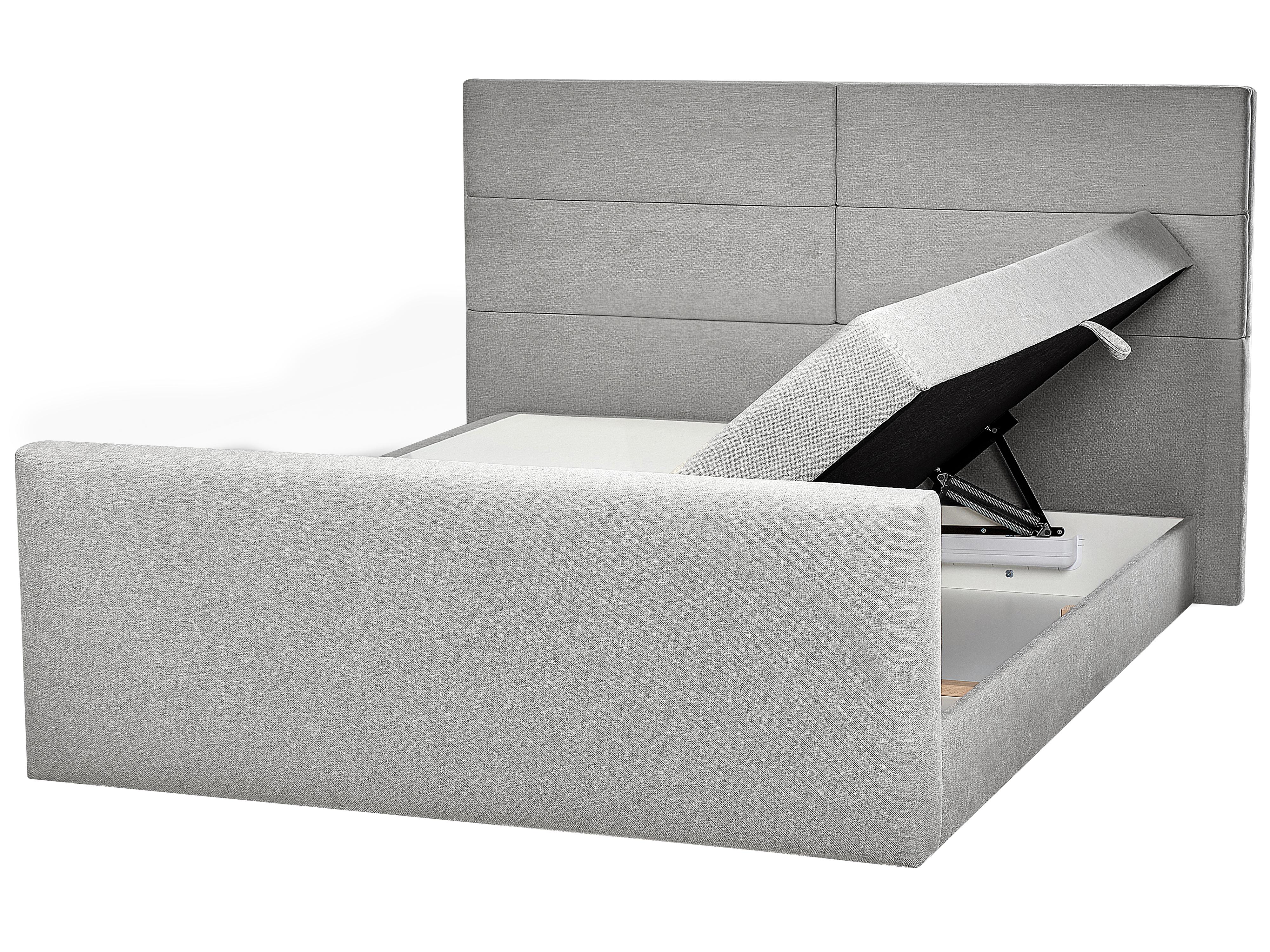 Divan Bed with Storage Fabric ARISTOCRAT 160 x 200 cm (EU King Size) Light Grey