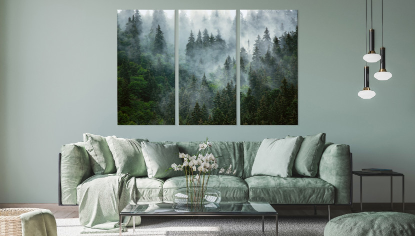 Obraz 3-Częściowy Las We Mgle 3D 60x40cm
