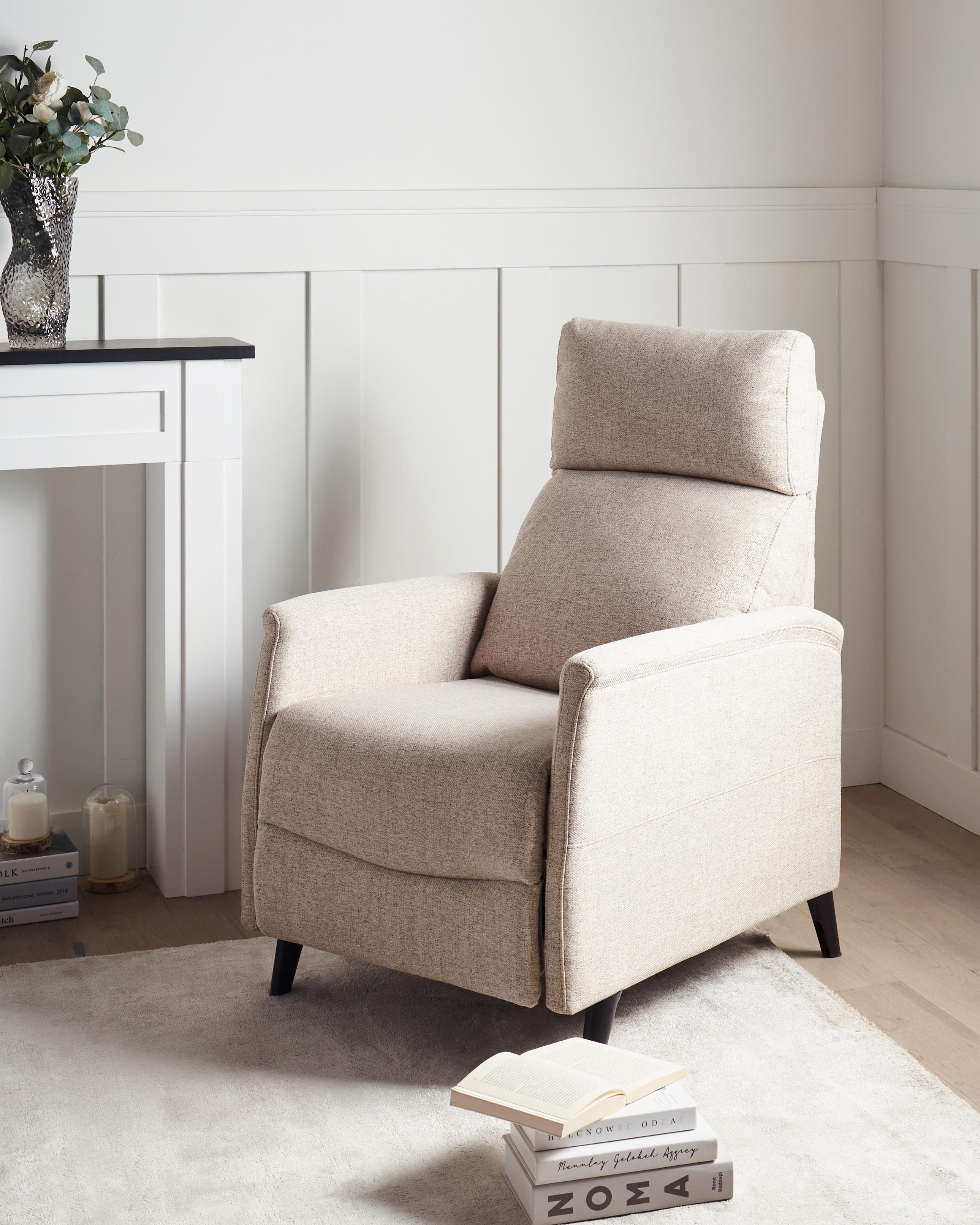 Recliner Chair SELVIK with Footrest Fabric Beige