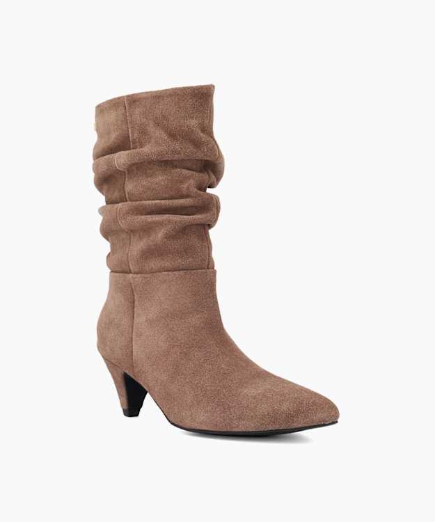 Orange Mink - Suede Heeled Ankle Boots