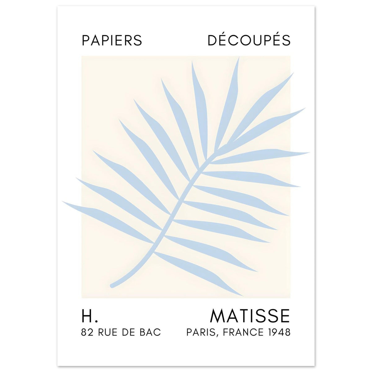 Artfulprints Poster Matisse – Floral reef light blue  - 50x70 cm - Blauw