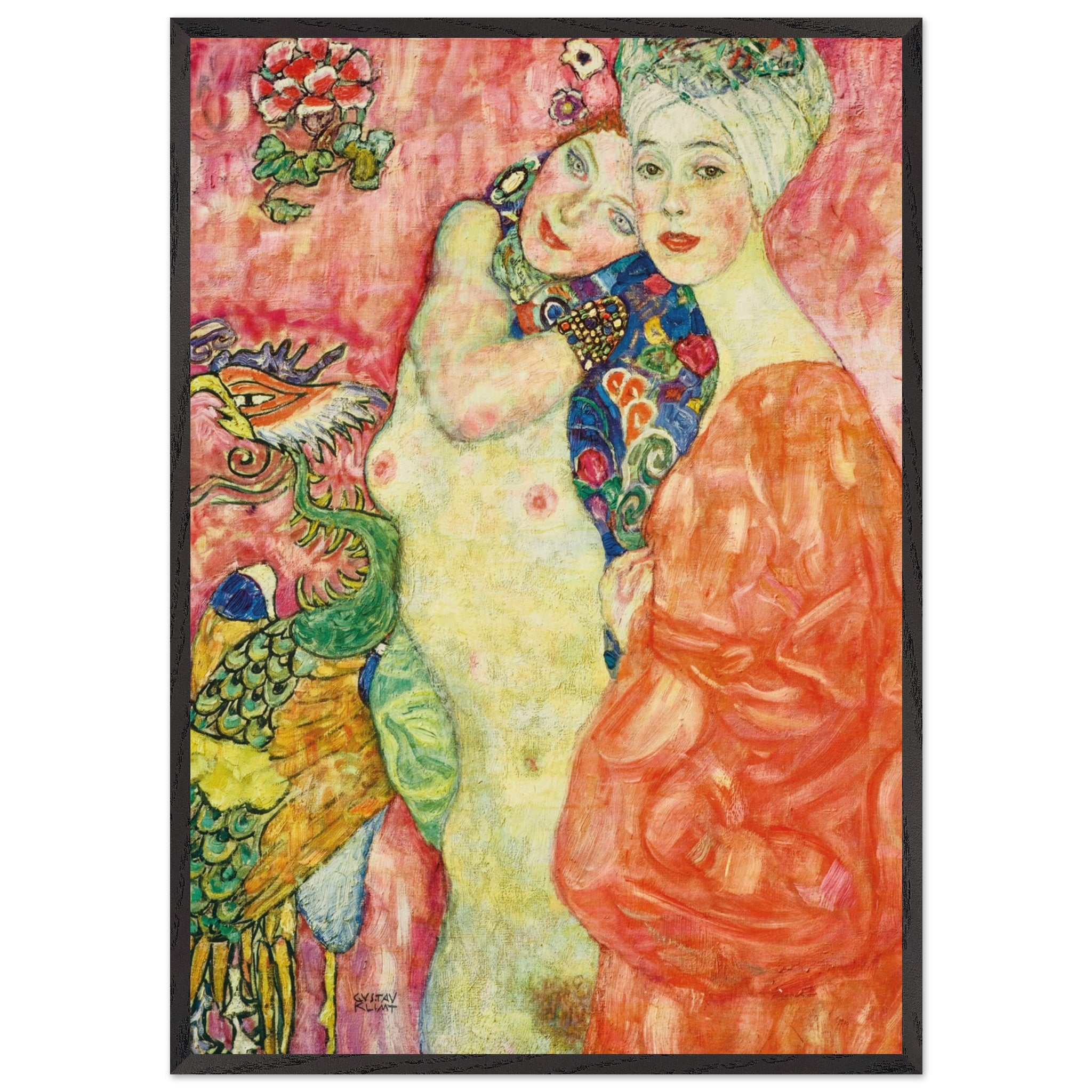 Artfulprints Poster met Lijst Gustav Klimt - The women friends  - 70x100 cm - Roze