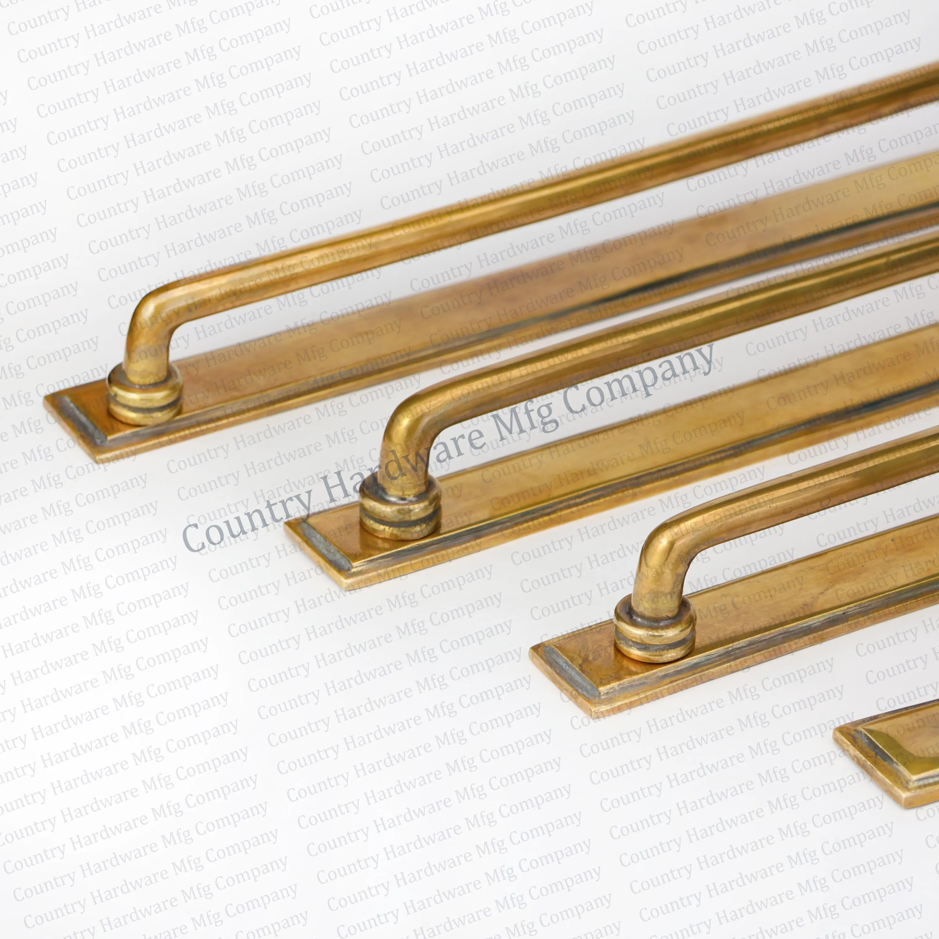 Unlacquered Antique Brass Button Pulls with Bevel Backplate