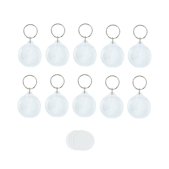 Clear Circle Keyrings 10 Pack