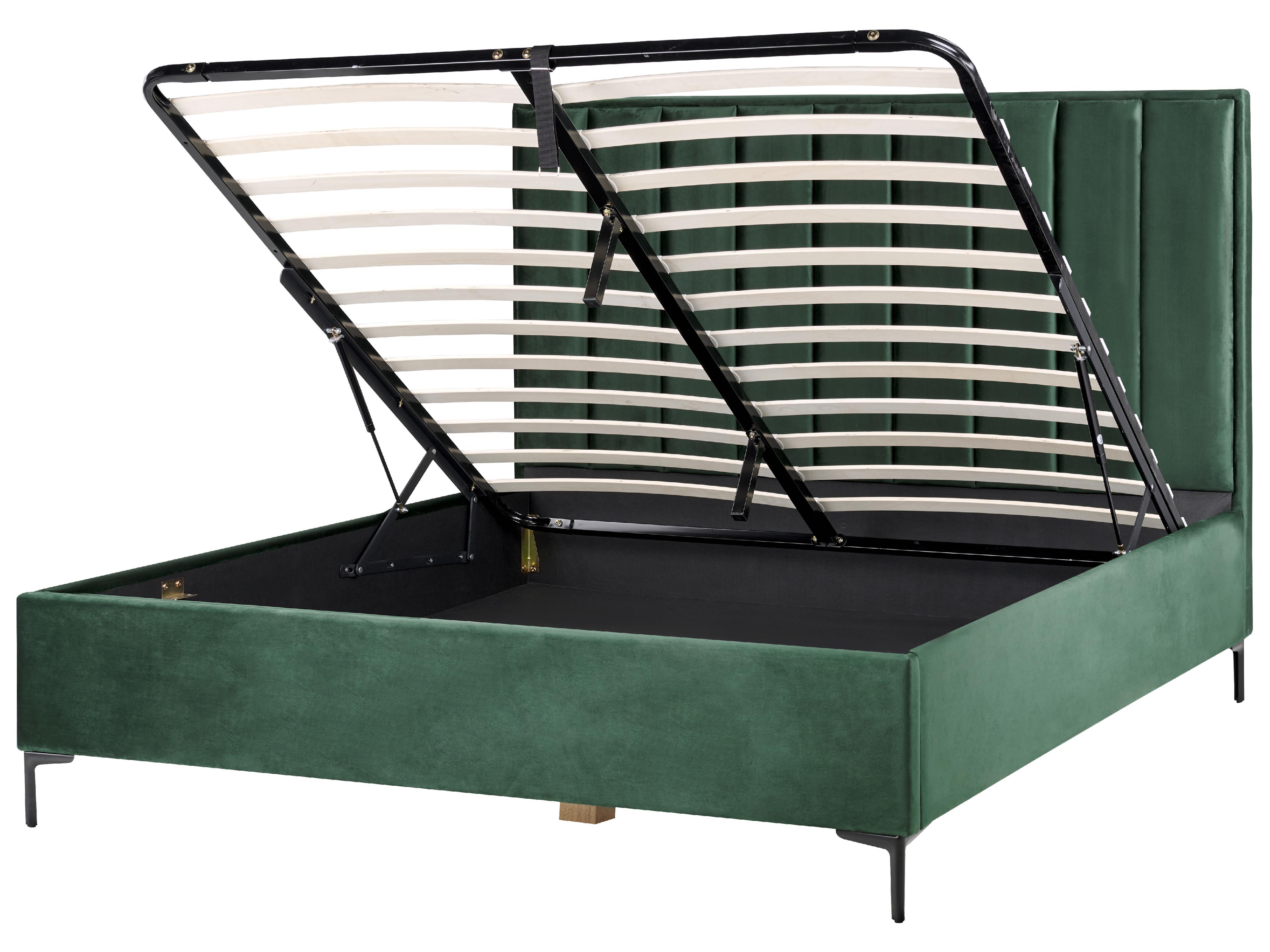 Ottoman Bed Velvet SEZANNE 180 x 200 cm (EU Super King) Dark Green