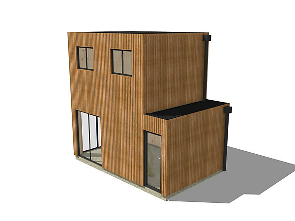 Bureau de jardin 4 saisons en bois 5,5 x 3,5 x 2,7 m / isolation RE2020 avec mezzanine et terrasse