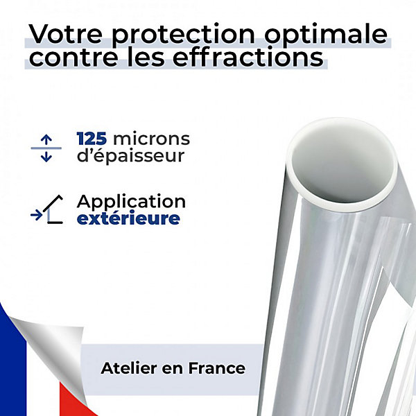 DIMEXACT - Film de protection pour vitrage pour choc depuis l'intérieur - incolore 125 microns - 152 cm x 2.5 m - en Rouleau