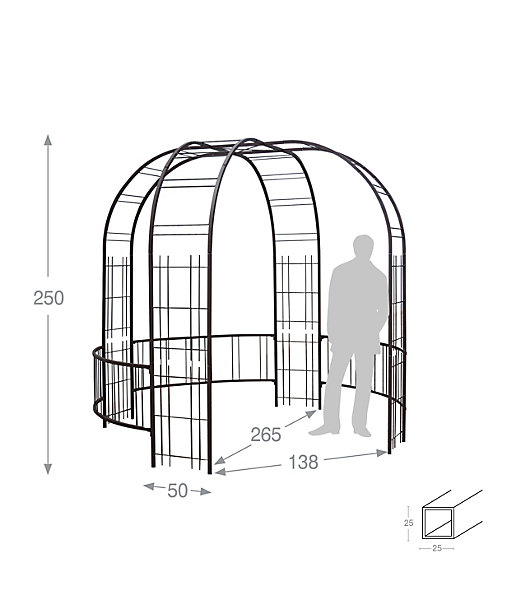 Kiosque de jardin Premium Carré 25 - 265x250 cm - Marron - Louis Moulin