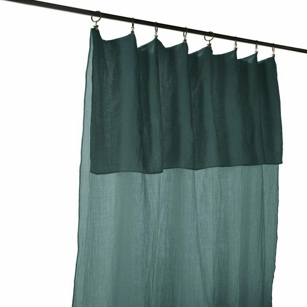 - Rideau ajustable gaze de coton bleu 140x300 cm