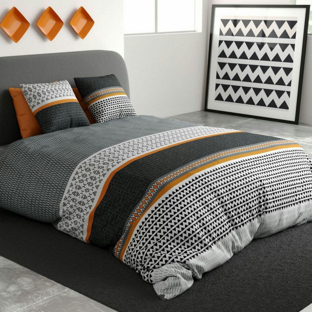 - Parure de lit 2 places coton à motif 220x240 cm