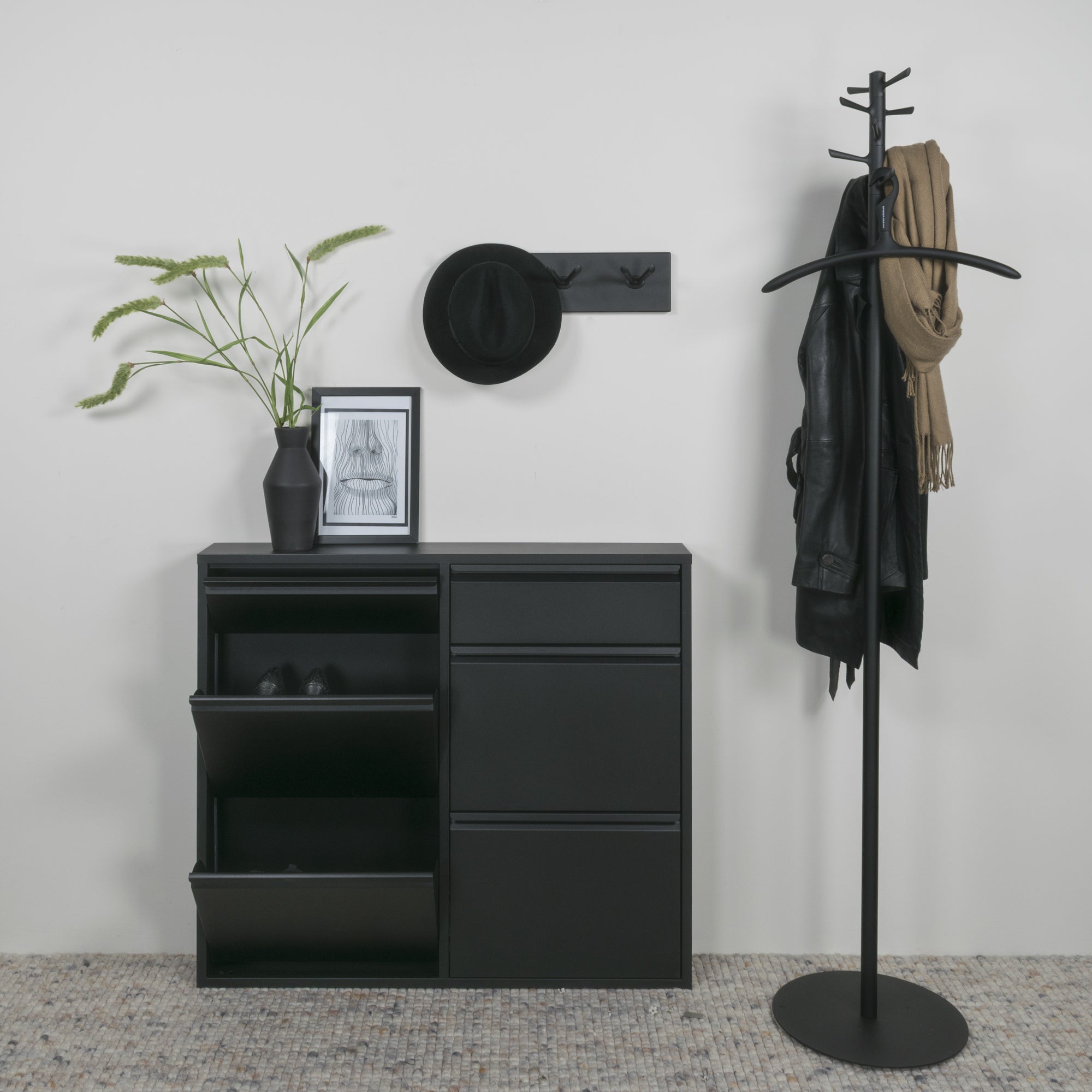 Spinder Design Billy 6 Schoenenkast - Zwart