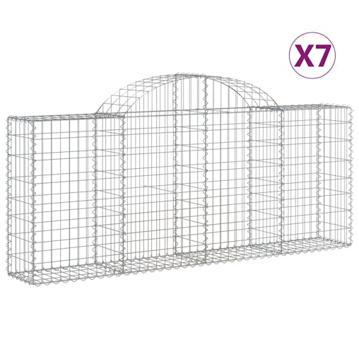 NNEVL Arched Gabion Baskets 7 pcs 200x30x80/100 cm Galvanised Iron