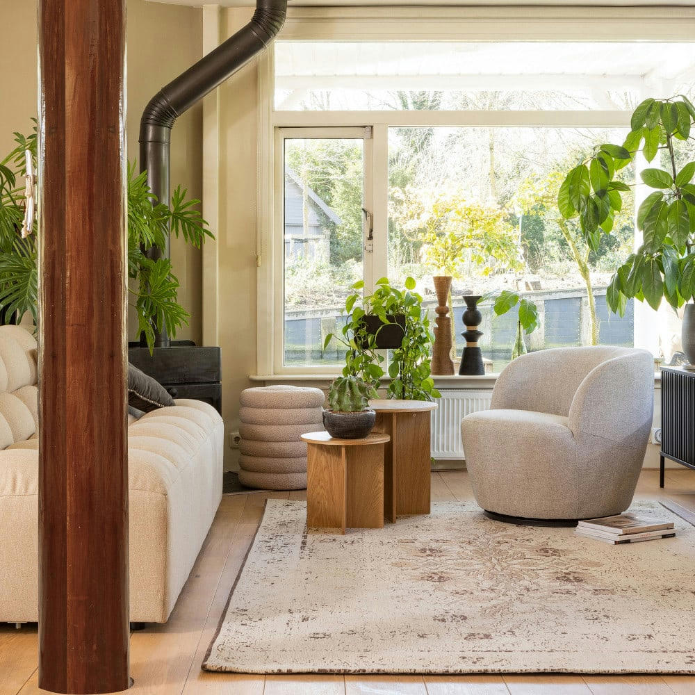 LINA - Lot de 2 tables d'appoint rondes en bois clair