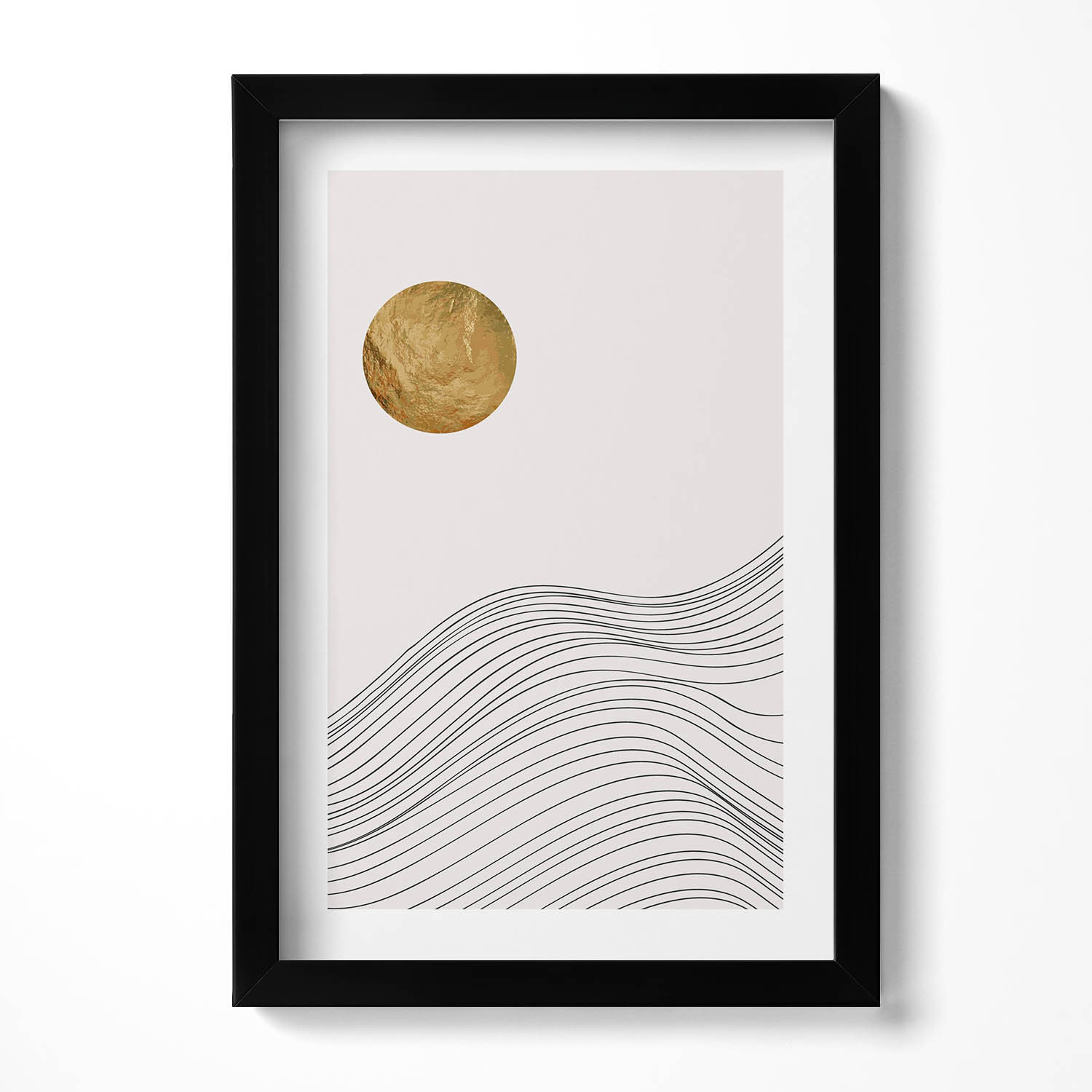 Obraz w ramie MDF "Złote kształty boho" Czarna rama, 20x30cm