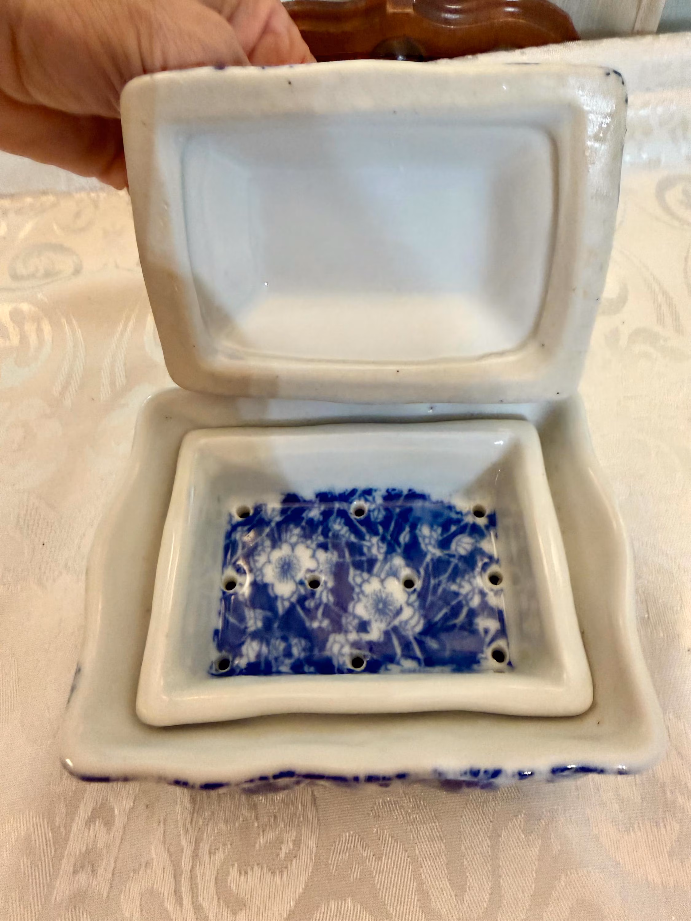 Antique Victoria Flow Blue Ironstone Soap Dish