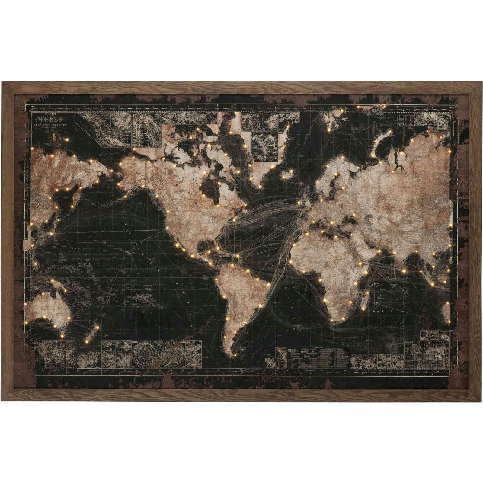 - Tableau Cartes du monde Bois Marron