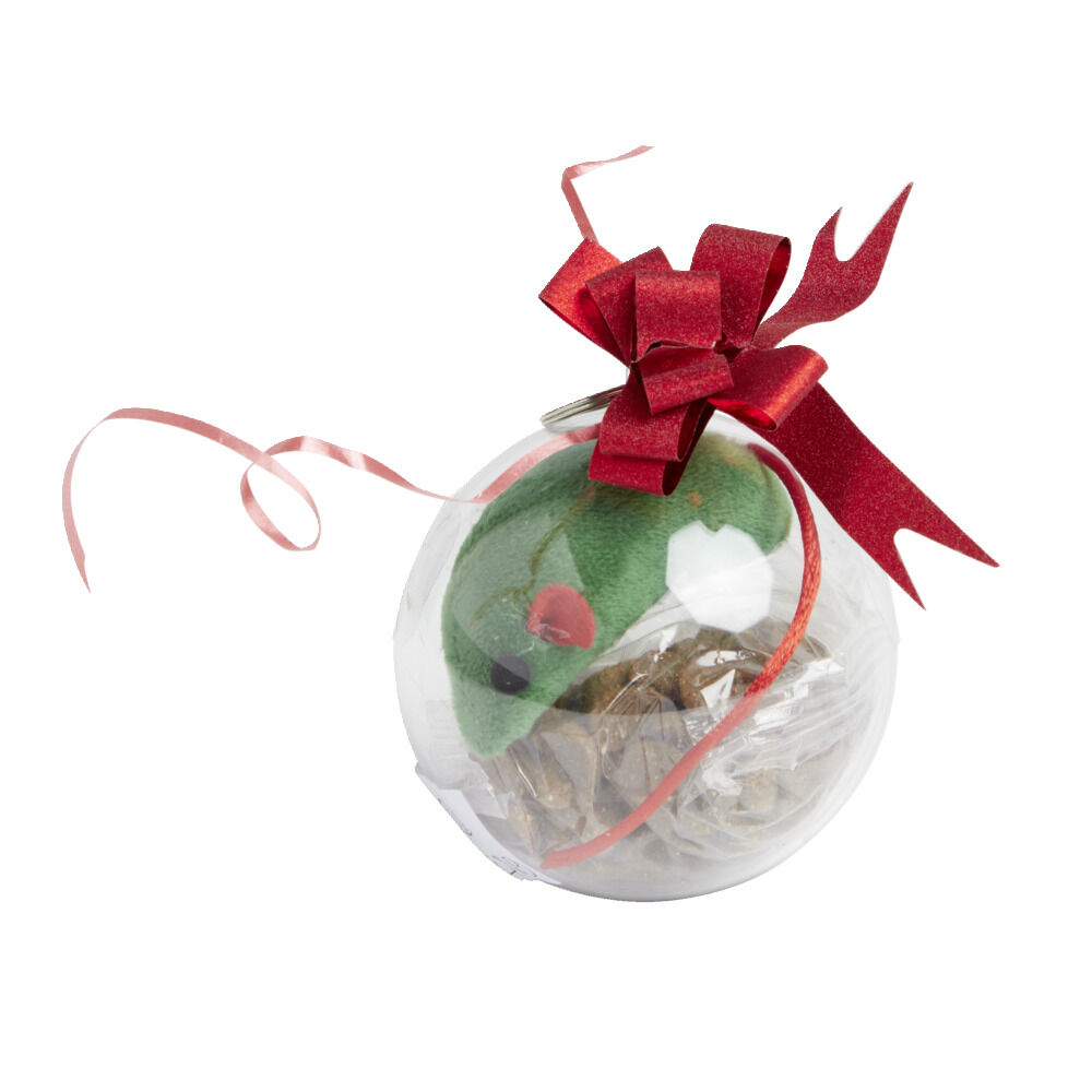 Friandises pour chat dans boule de No&euml;l Ø10cm