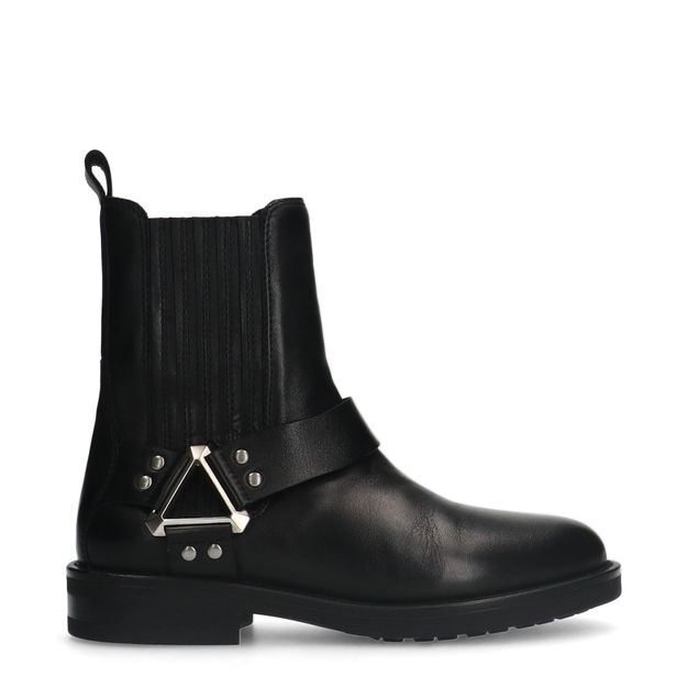 Zwarte leren biker boots