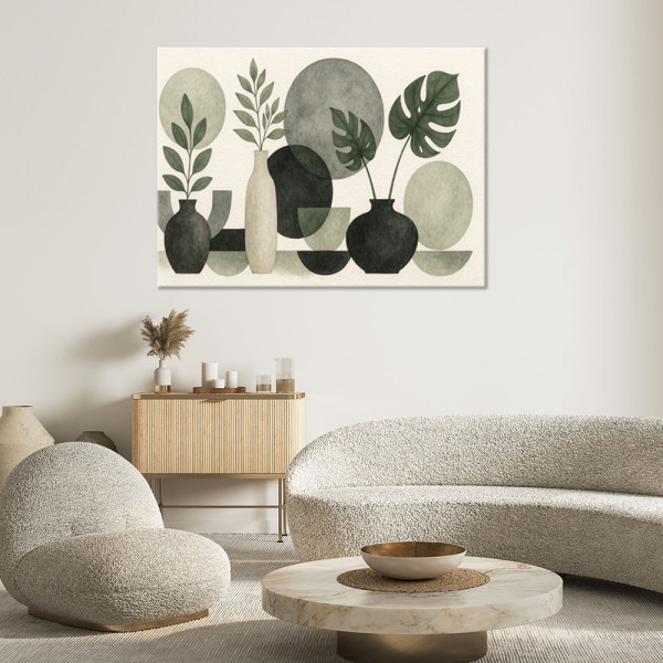 Feeby Obraz do salonu, Kwiaty Liście Minimalizm Zieleń Natura 60x40