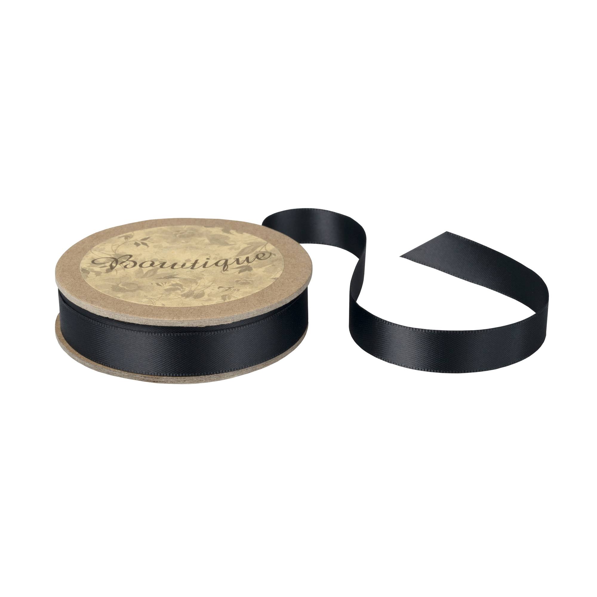 Black Double-Faced Satin Ribbon 12mm x 5m
