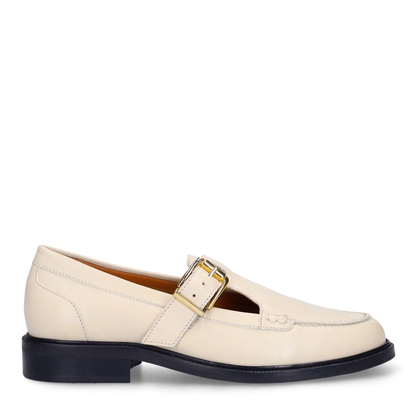 Manfield Witte leren loafers
