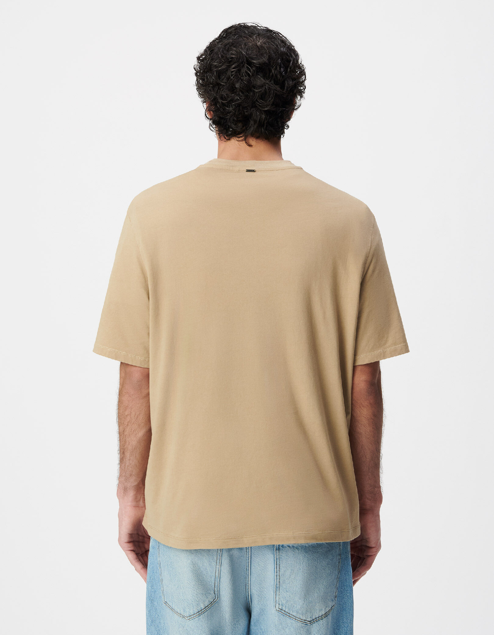 T-shirt col rond beige coton bio Homme