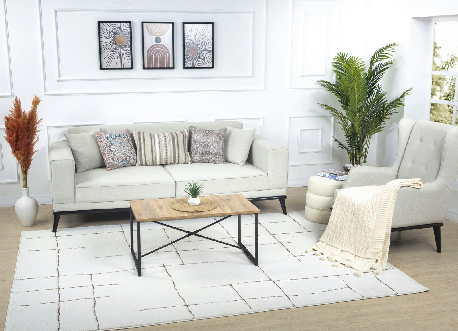 AVA - Tapis Scandinave Wabi-Sabi Ivoire/Terracotta 200x275