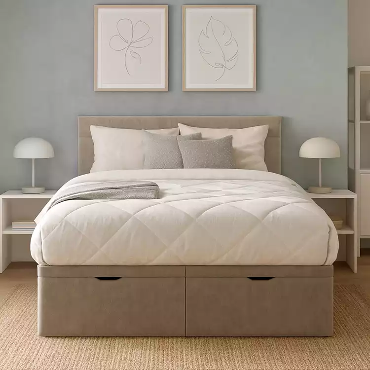 Millbrook Miller Double Fabric EndLift Ottoman Bed - Natural