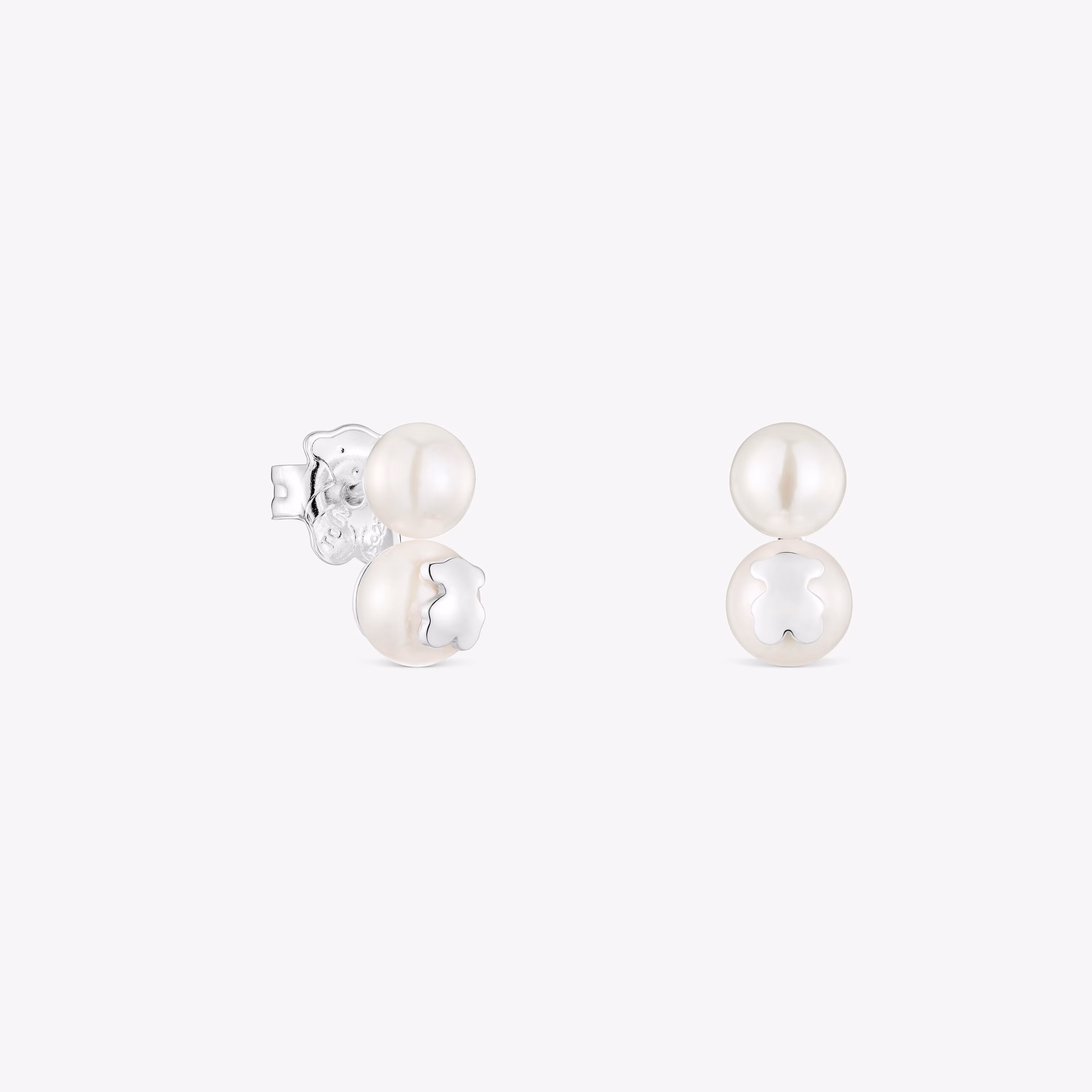 Pendientes doble perla y plata Icon Pearl