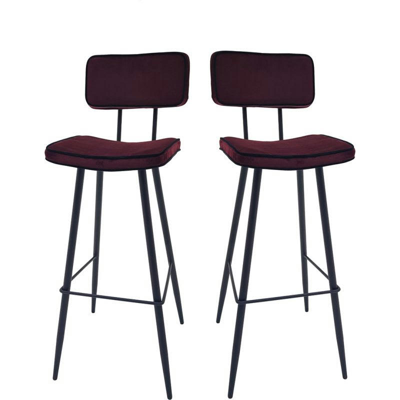 MAURICE - Tabouret de bar (lot de 2) en tissu