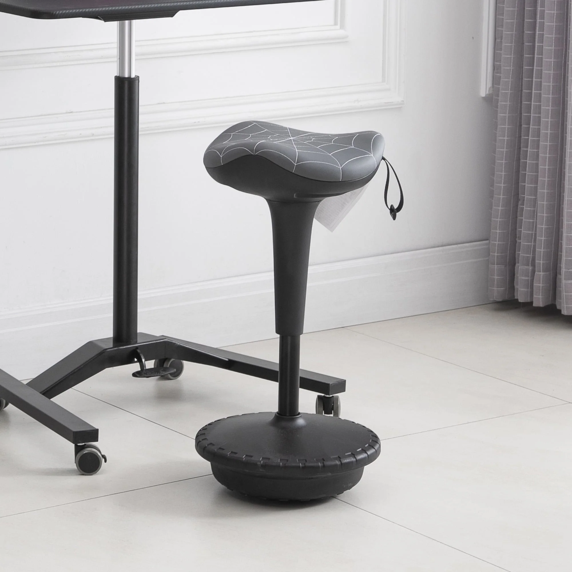 Vinsetto Lift Wobble Stool Standing Desk Chair 360-deg Swivel, Tilting, with Adjustable Height and Saddle Seat, Grey