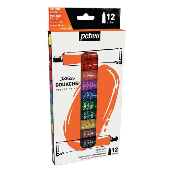 Pebeo Studio Gouache Poster Paint 12ml 12 Pack