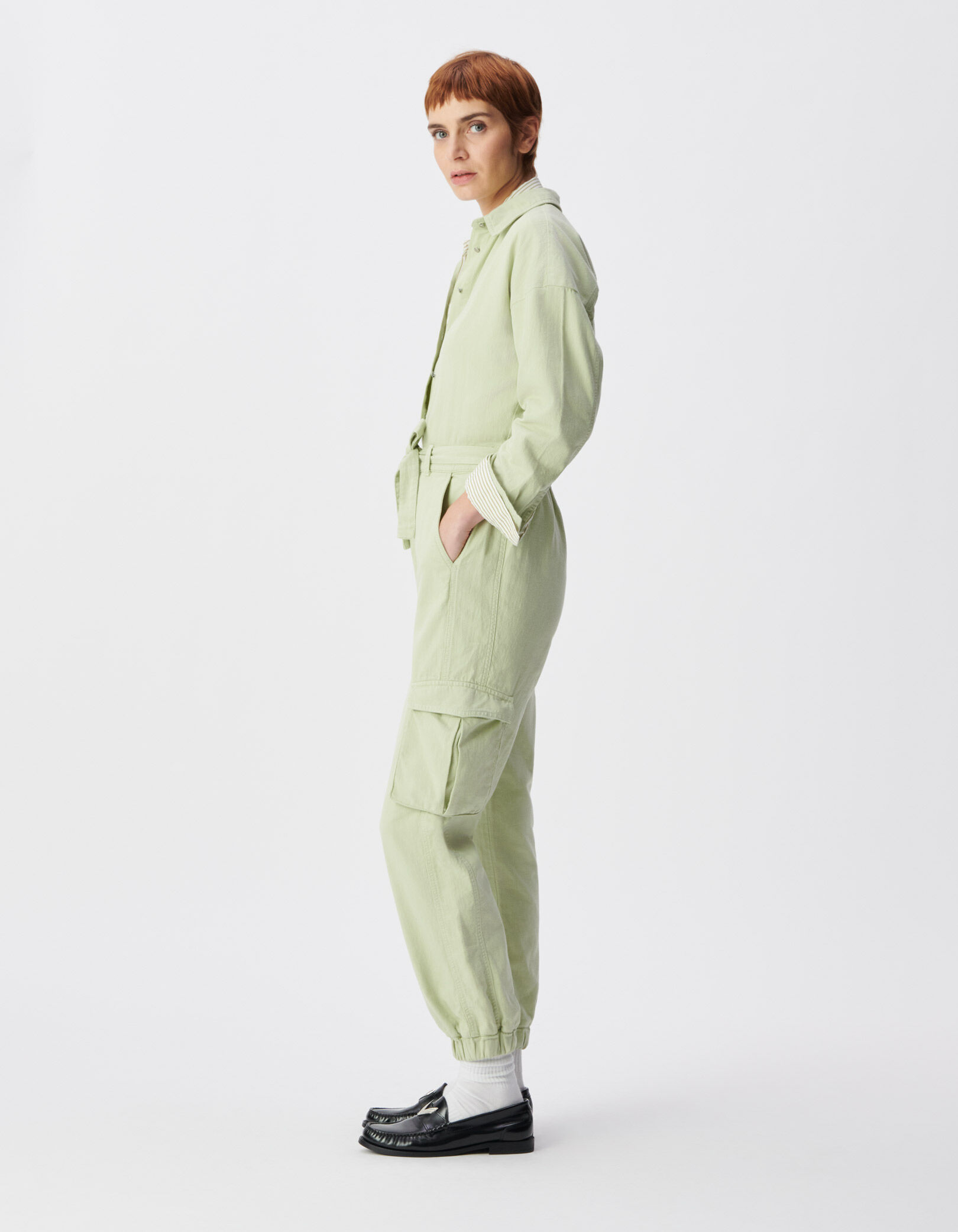 Combinaison en jean vert amande esprit battle Femme