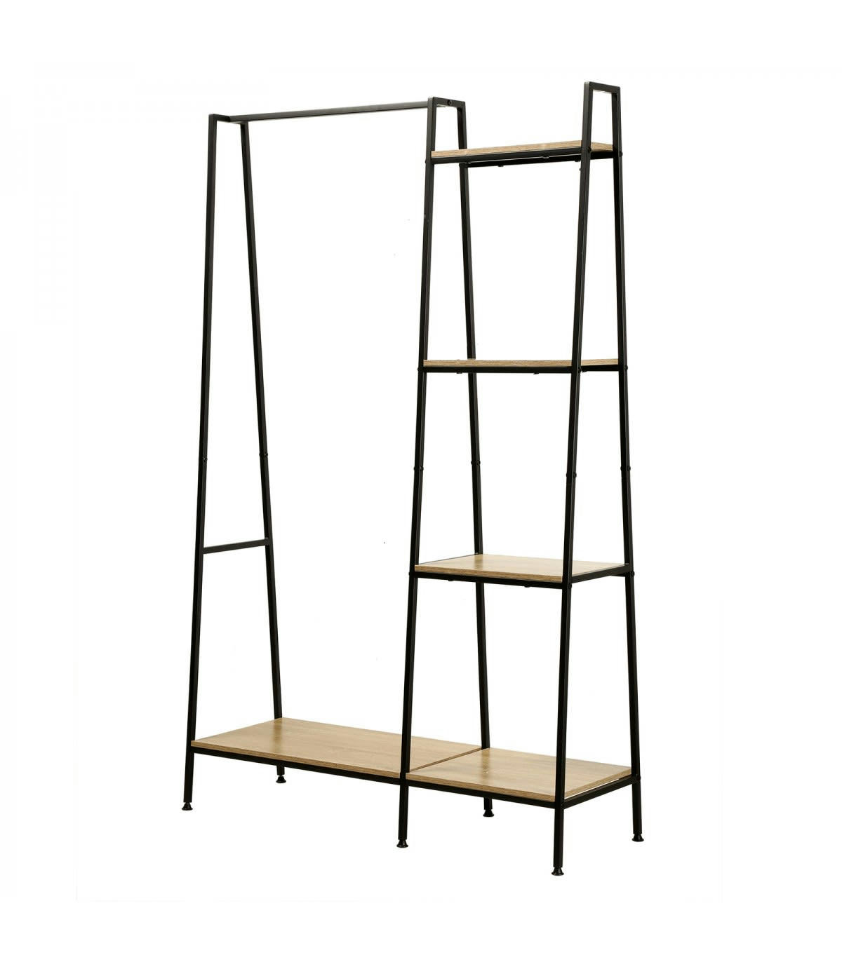 - Penderie Industrielle 1 Tablette Basse avec 4 Étagères - Marron