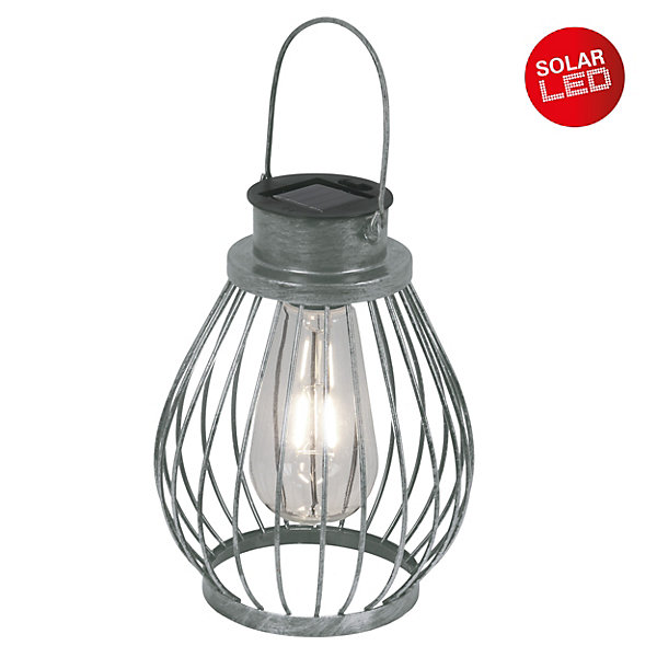 Lampe solaire décorative à LED de 21,5 cm de haut, pour l'extérieur, en métal, verre et plastique, argent, avec ampoule à LED fixe