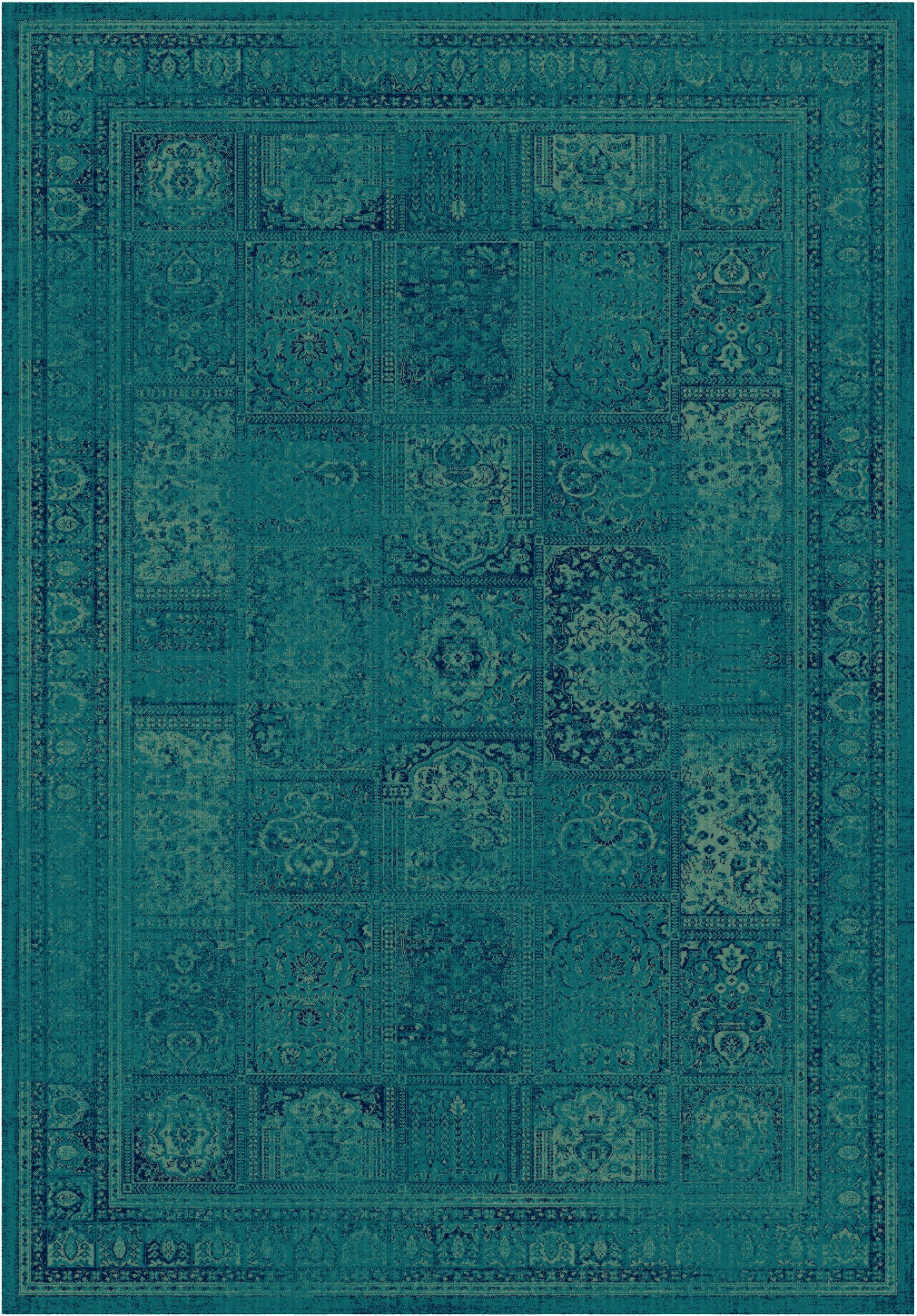 VINTAGE - Tapis de salon interieur en turquoise & multi, 122 x 170 cm