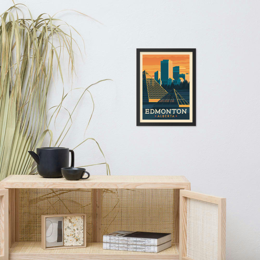 - Affiche Edmonton Canada + Cadre Bois noir 30x40 cm