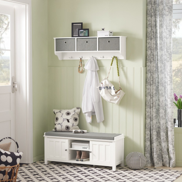 SoBuy Ławka na buty z 1 szufladą Biały 105x35x43cm Nowoczesny FSR35-W