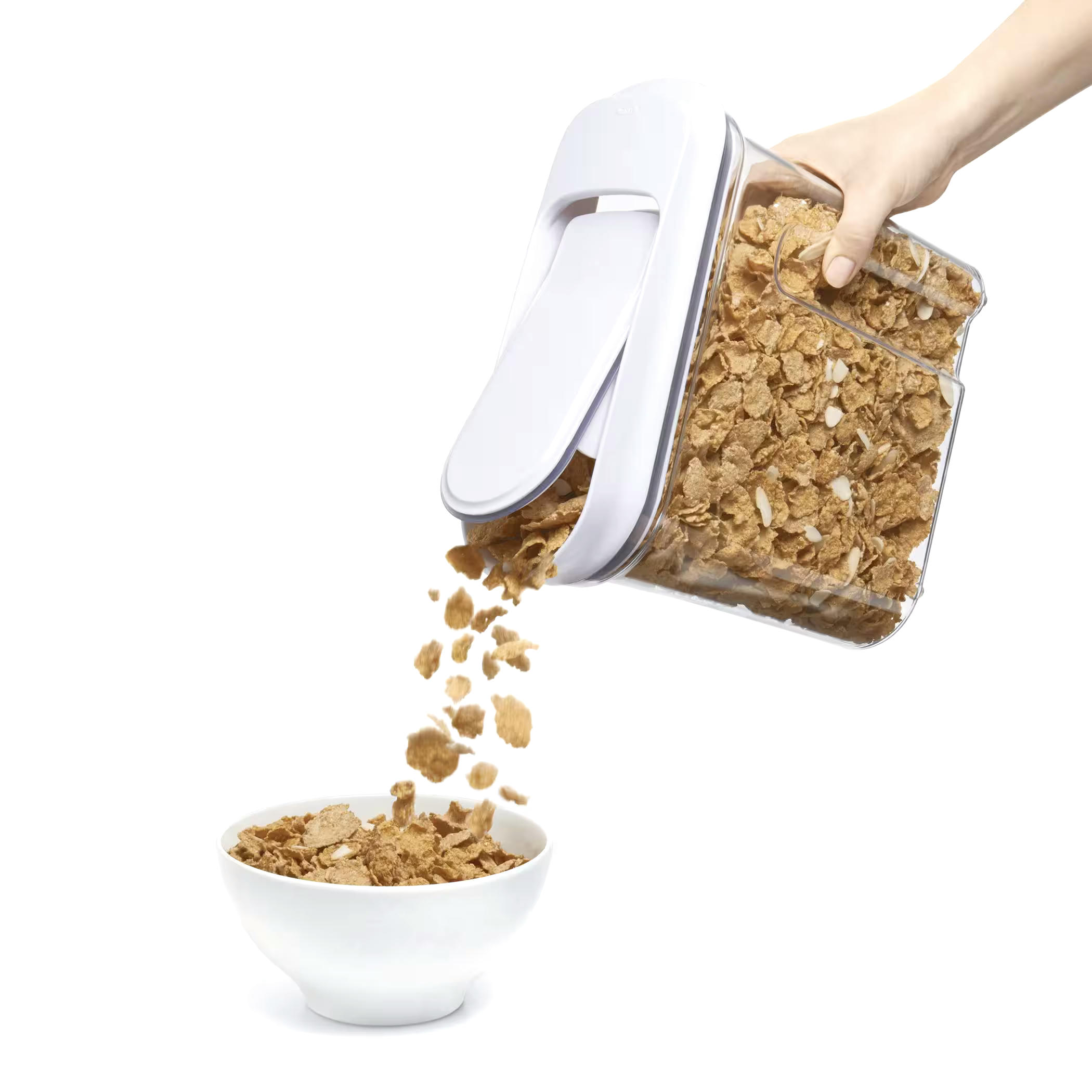 OXO POP Clear Cereal Dispenser with Airtight Seal, Space-efficient, Plastic, 3.2-L