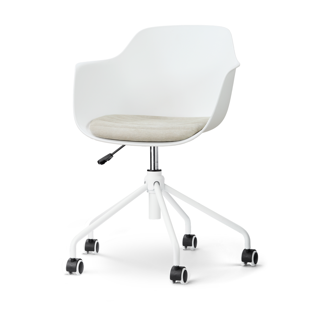 Nolon Nout-Liz Bureaustoel Wit Naturelbeige Zitkussen - Wit Onderstel