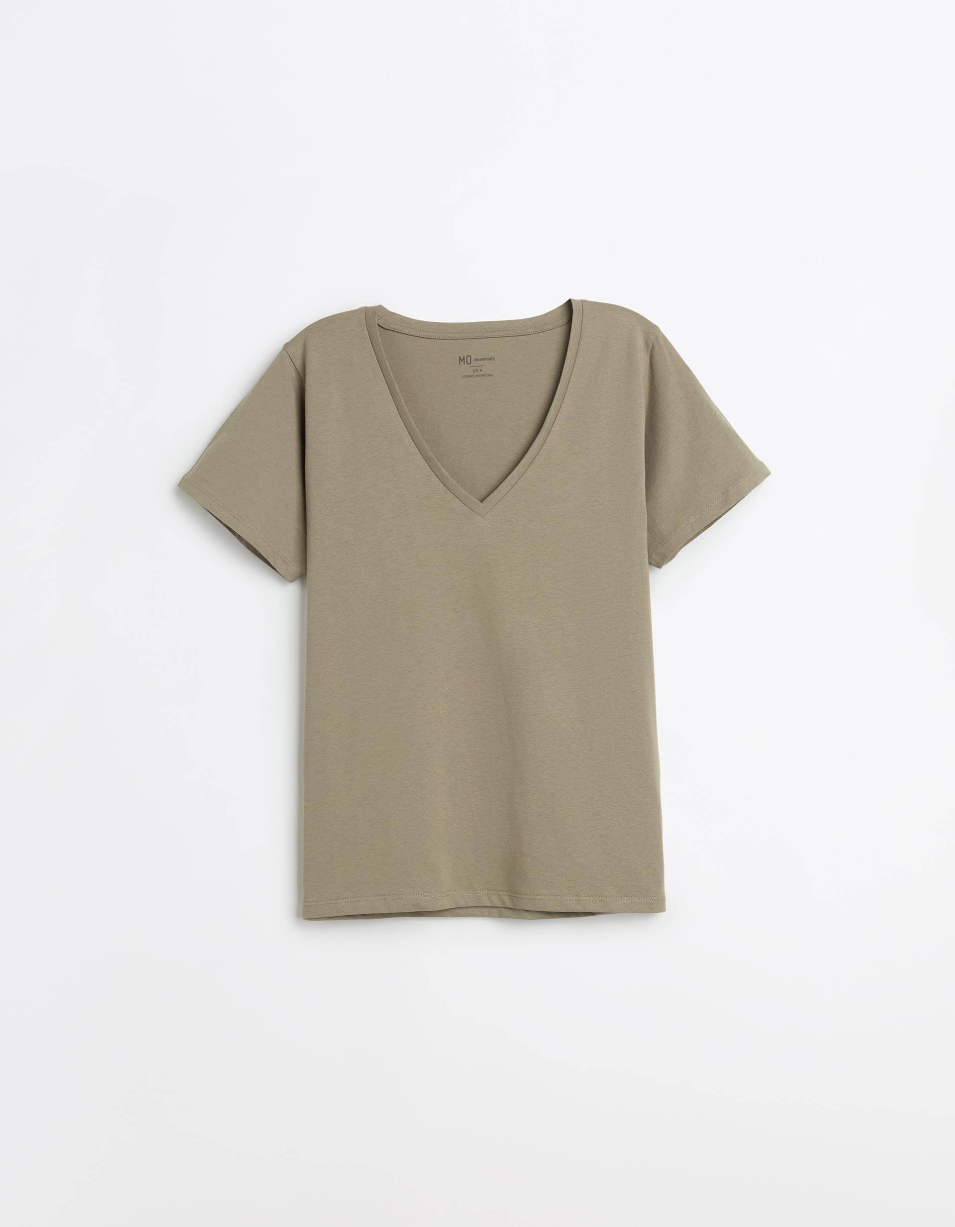 T-shirt Decote em V, Mulher, Verde