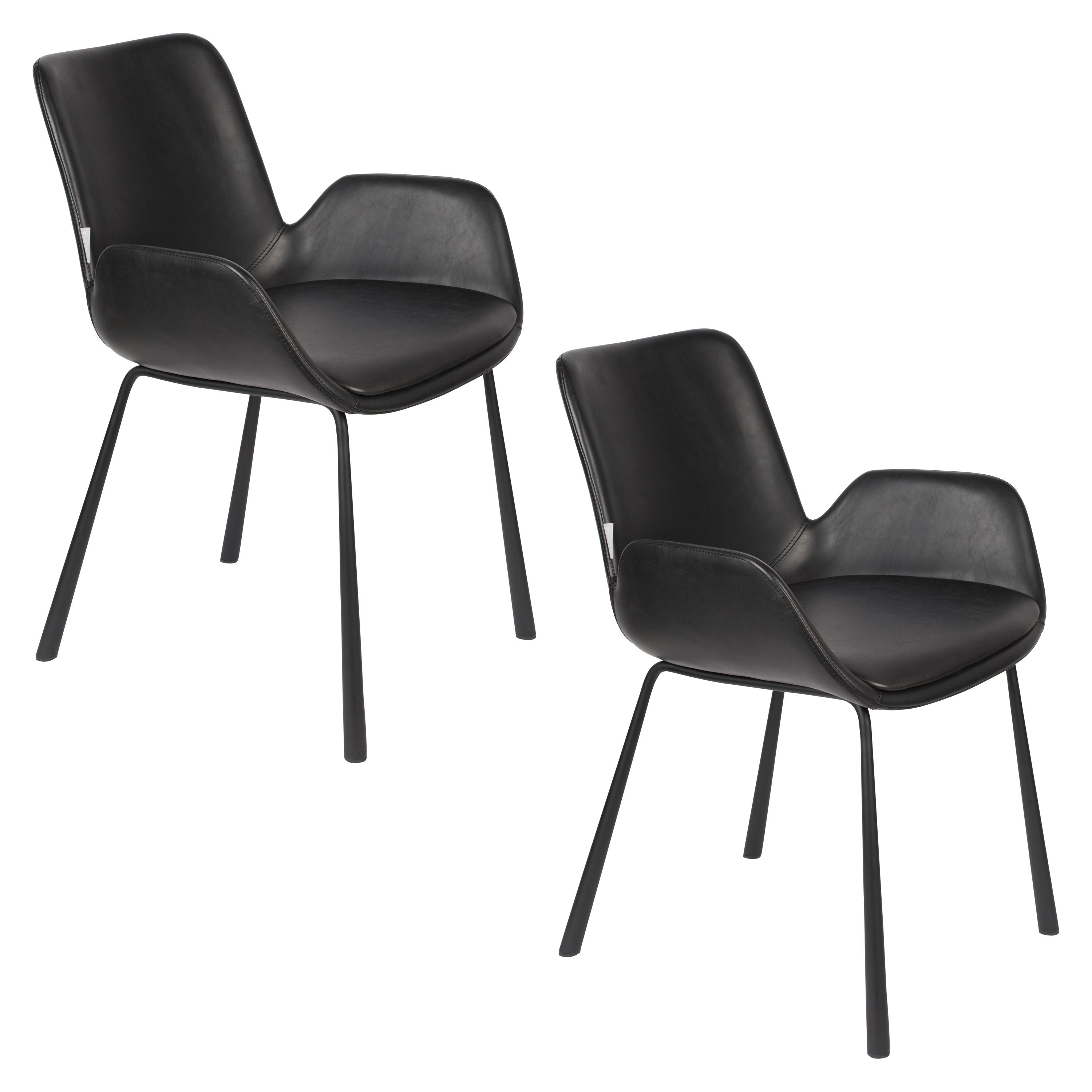 Zuiver Brit LL Eetkamerstoelen Armleuning Zwart - Set van 2