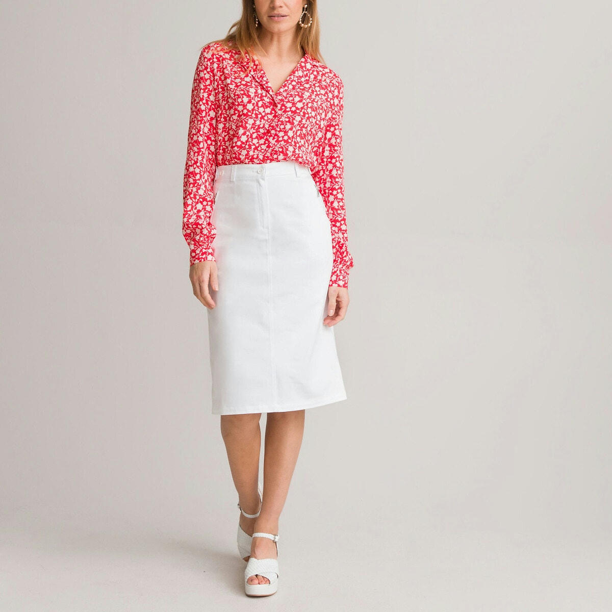 Chemisier imprimé floral, manches longues